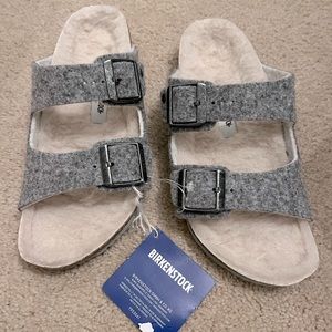 Birkenstock grey wool sandals/slippers size 34